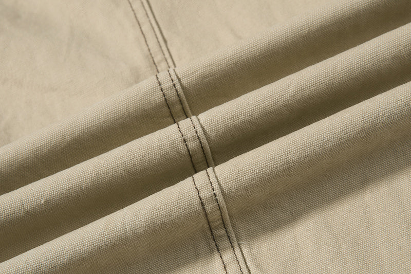Yiaknis Khaki and Dark Grey Wide-Leg Cargo Trousers with Elastic Back Waist – photo 23
