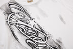 Yiaknis T-Shirt with Large Diagonal Calligraphy Print, White and Black – photo 23
