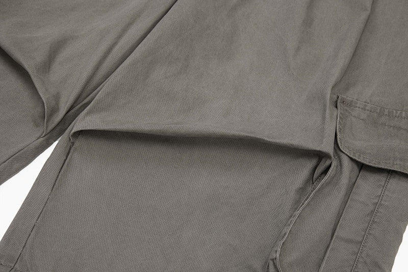 Yiaknis A-Line Cropped Trousers, Cargo Pockets, Grey and Light Grey