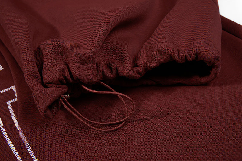 Yiaknis Wide-Leg Sweatpants, Letter Print, Burgundy and Black