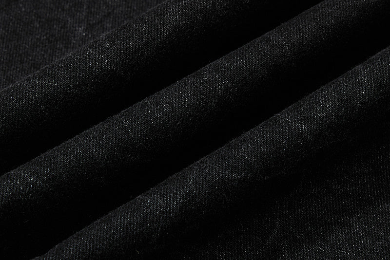 Yiaknis Black Washed Flared Jeans with Snake-Print Belt