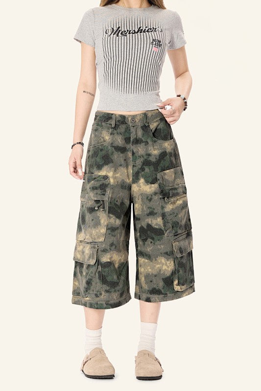 Yiaknis Camouflage Wide-Leg Cargo Capri Pants – photo 23