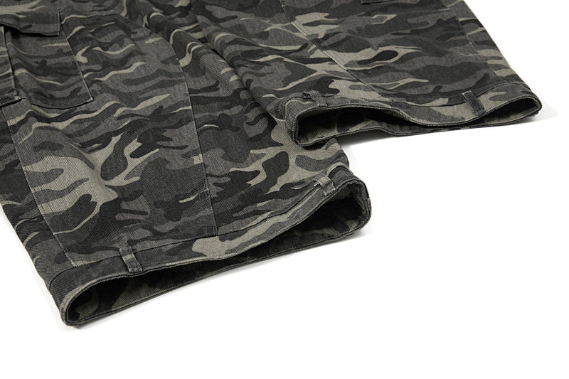 Yiaknis Camouflage Wide-Leg Overalls with Cargo Pockets