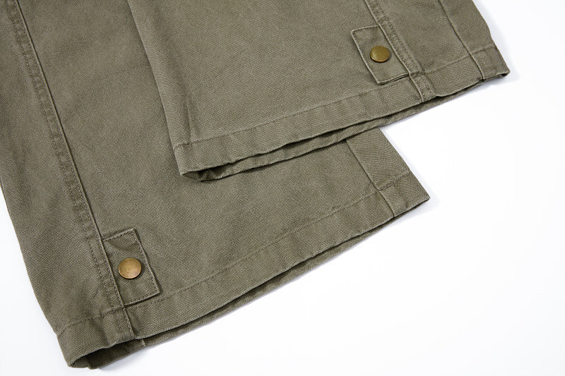 Yiaknis Wide-Leg Trousers with Button Fly and Flap Pockets, Khaki and Black – photo 24
