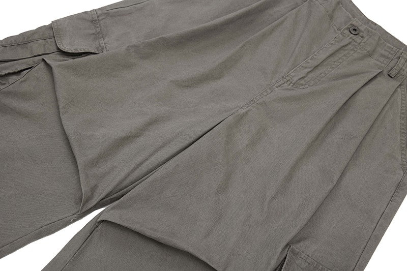 Yiaknis A-Line Cropped Trousers, Cargo Pockets, Grey and Light Grey
