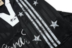 Yiaknis Men's Black and White V-Neck Polo Shirt, Script and Flag Print – photo 24