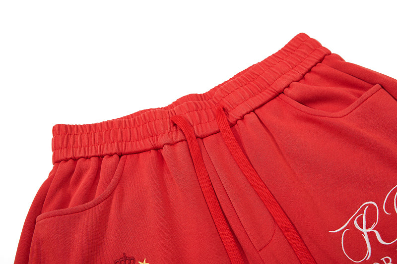 Yiaknis Wide-Leg Trousers with Crest Embroidery, Black and Red – photo 25