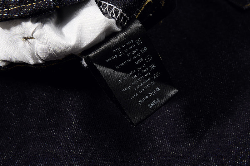 Yiaknis Denim Overalls with Leopard Print Pocket Trim - Dark Denim