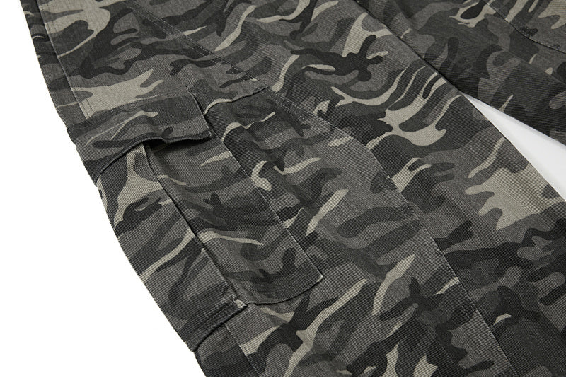 Yiaknis Camouflage Wide-Leg Overalls with Cargo Pockets