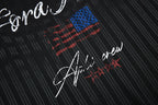 Yiaknis Men's Black and White V-Neck Polo Shirt, Script and Flag Print – photo 26