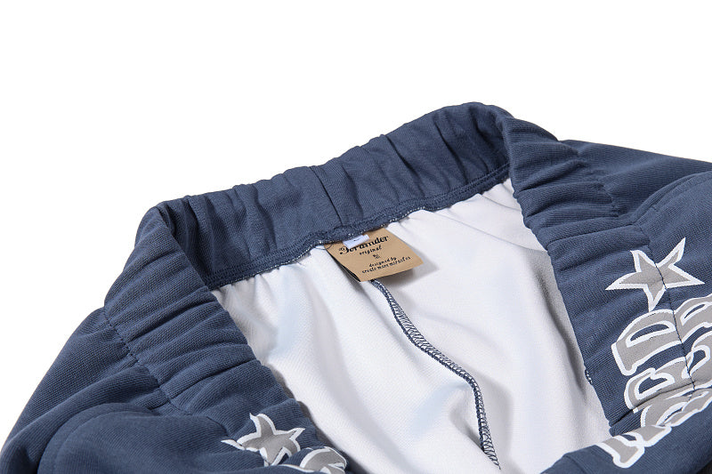 Yiaknis Wide-Leg Sweatpants with Large 13 Print, Light Grey and Blue