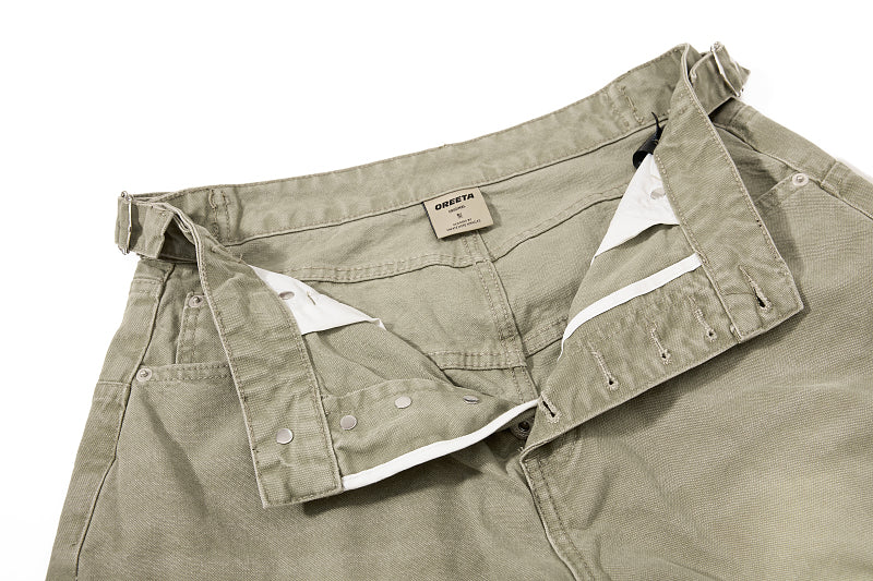 Yiaknis Wide-Leg Cropped Denim Trousers, Button Fly, Blue and Khaki – photo 27