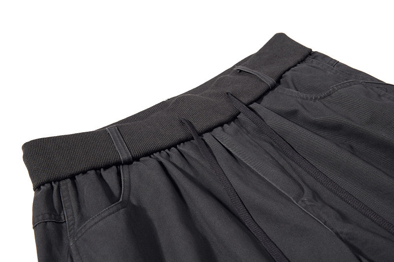 Yiaknis Baggy Wide-Leg Trousers, Drawstring Waist, Khaki and Dark Grey – photo 27