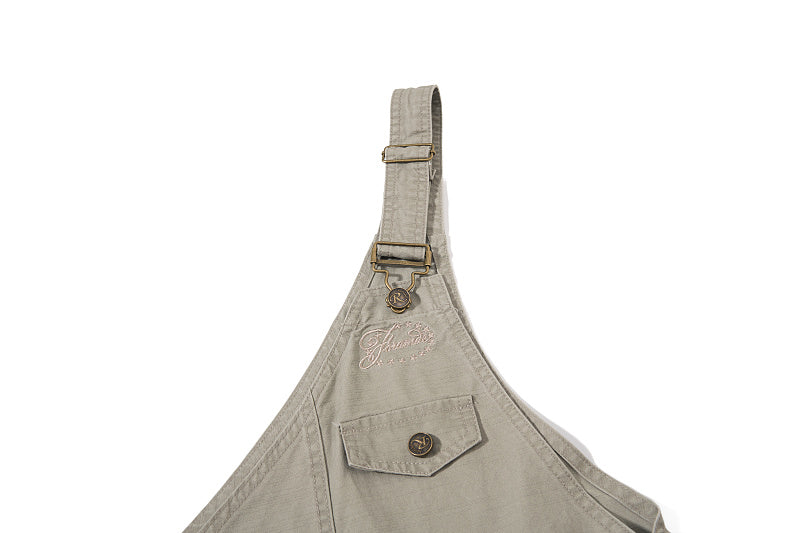 Yiaknis Wide-Leg Overalls with Zip Pockets - Grey Green, Light Beige