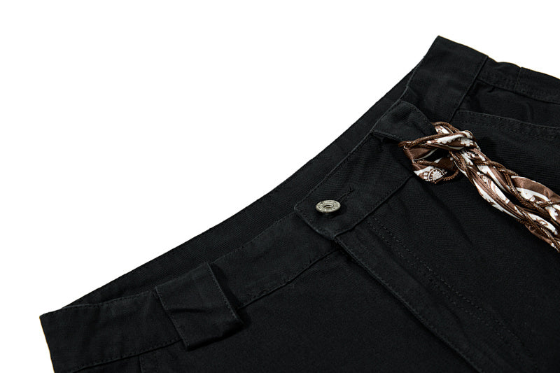Yiaknis Wide-Leg Cargo Trousers, Snap Pockets, Dark Green and Black – photo 28