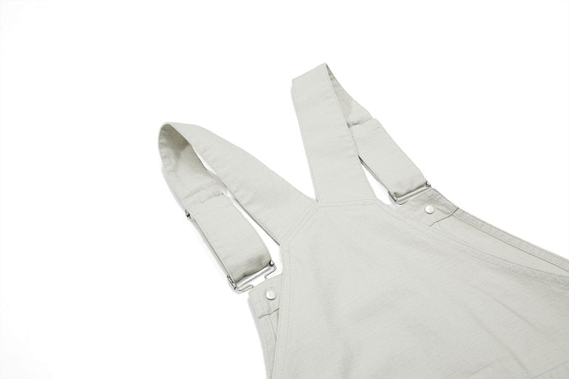 Yiaknis Wide-Leg Overalls with Snap Buttons - Black, Off White