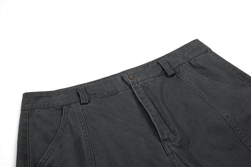 Yiaknis Khaki and Dark Grey Wide-Leg Cargo Trousers with Back Flap Pockets – photo 28