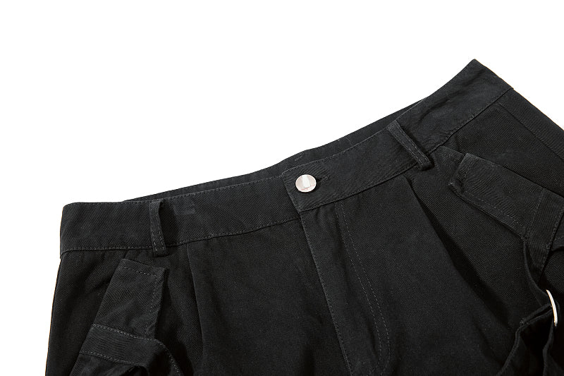 Yiaknis Wide-Leg Cropped Cargo Trousers, Lace-Up Legs, Off White and Black – photo 28