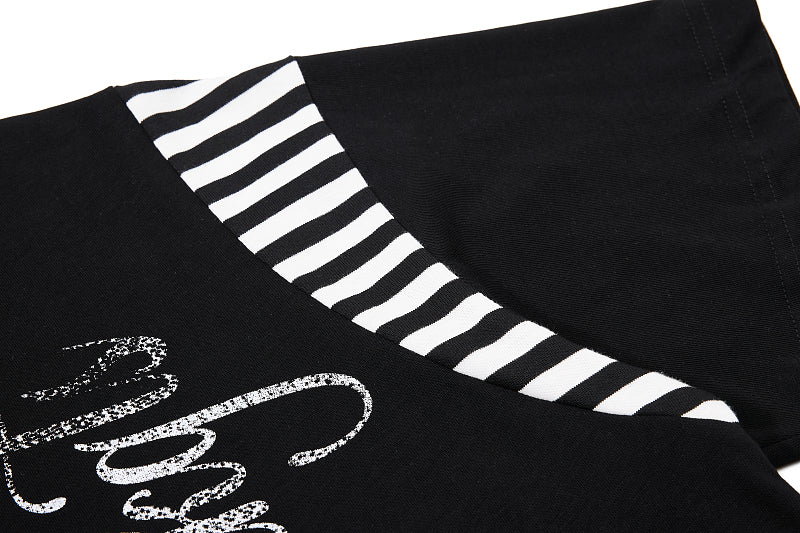Yiaknis T-Shirt, Rhinestone Script Print, White and Black – photo 28