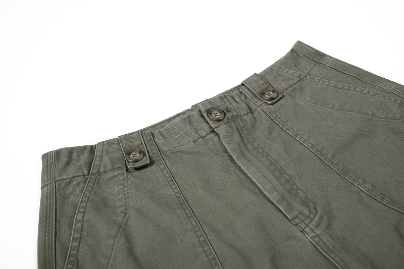 Yiaknis Wide-Leg Cargo Trousers with Button Front, Navy and Grey Green – photo 28