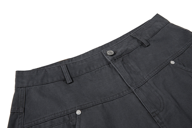 Yiaknis Wide-Leg Trousers with Diagonal Leg Seams, Navy and Dark Grey – photo 28