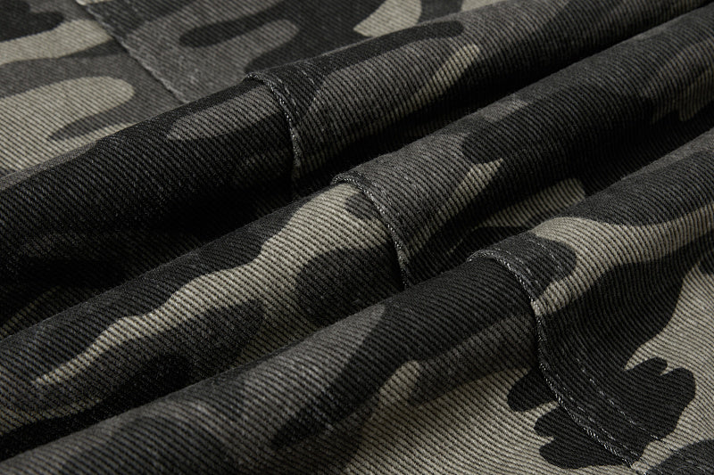 Yiaknis Camouflage Wide-Leg Overalls with Cargo Pockets