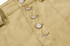 Yiaknis Wide-Leg Cropped Cargo Trousers, Button Fly, Green and Khaki – photo 29
