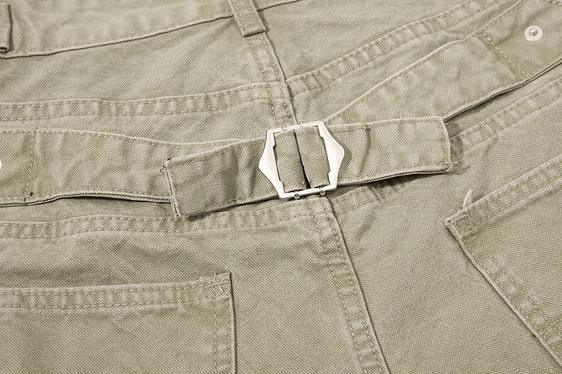Yiaknis Wide-Leg Cropped Denim Trousers, Button Fly, Blue and Khaki – photo 29