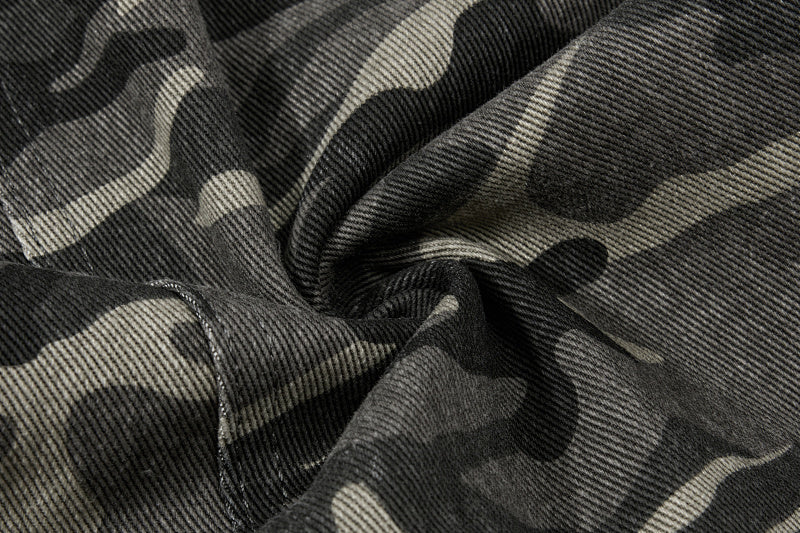 Yiaknis Camouflage Wide-Leg Overalls with Cargo Pockets