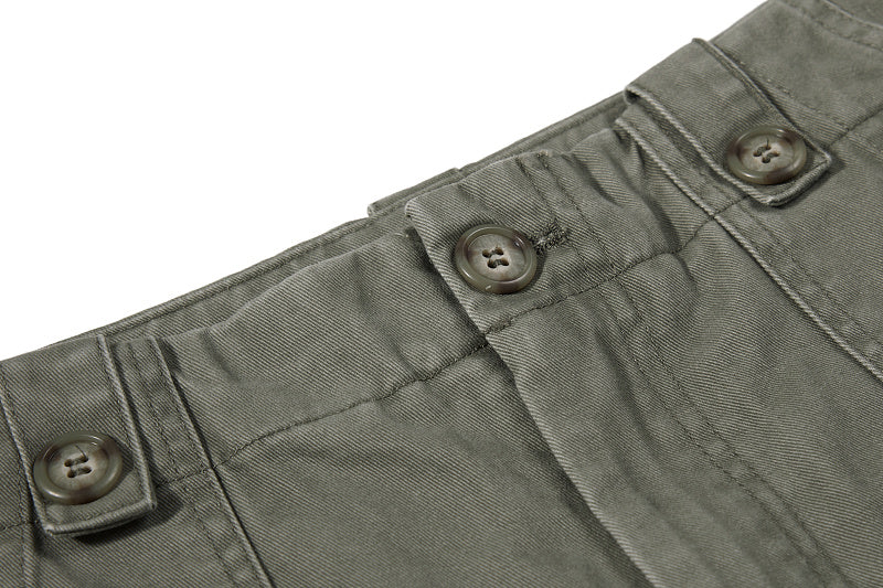 Yiaknis Wide-Leg Cargo Trousers with Button Front, Navy and Grey Green – photo 29