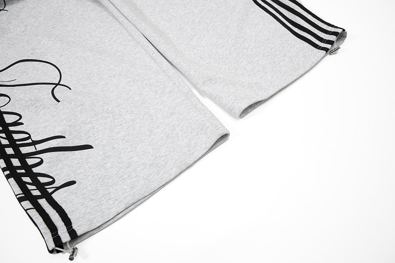 Yiaknis Zip-Up Hoodie and Sweatpants Set, 23 Print, Light Grey and Black