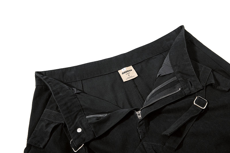 Yiaknis Wide-Leg Cropped Cargo Trousers, Lace-Up Legs, Off White and Black – photo 29
