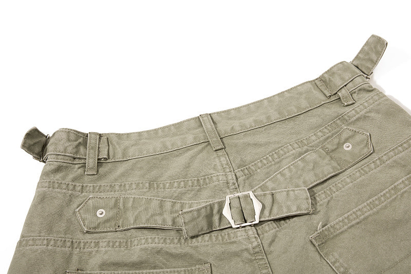 Yiaknis Wide-Leg Cropped Denim Trousers, Button Fly, Blue and Khaki – photo 30