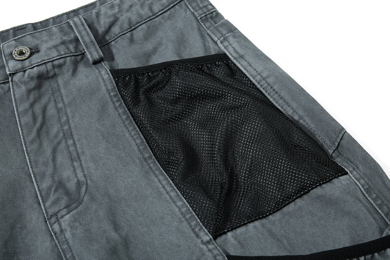 Yiaknis Wide-Leg Cropped Cargo Trousers, Mesh Panel, Blue and Grey – photo 30