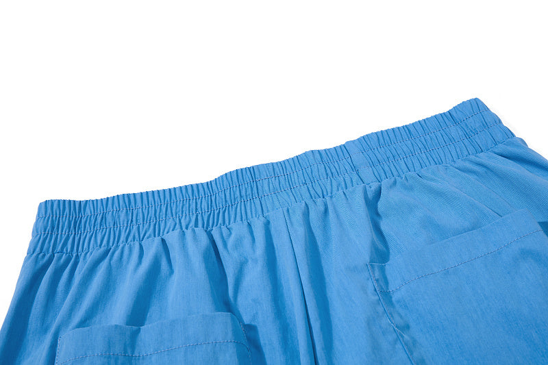 Yiaknis Wide-Leg Cropped Trousers, Elastic Waist, Grey and Blue – photo 30