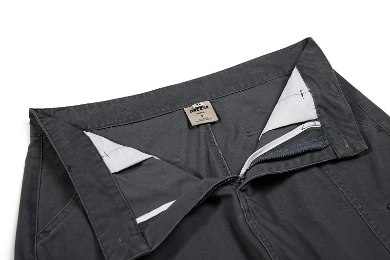 Yiaknis Khaki and Dark Grey Wide-Leg Cargo Trousers with Back Flap Pockets – photo 30