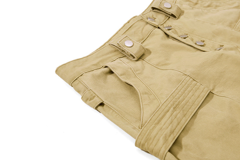 Yiaknis Wide-Leg Cropped Cargo Trousers, Button Fly, Green and Khaki – photo 31