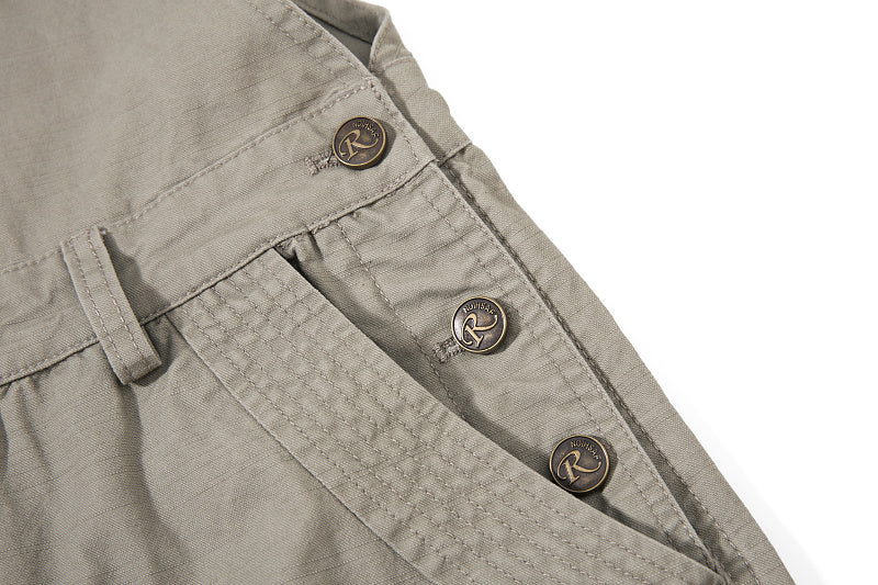 Yiaknis Wide-Leg Overalls with Zip Pockets - Grey Green, Light Beige