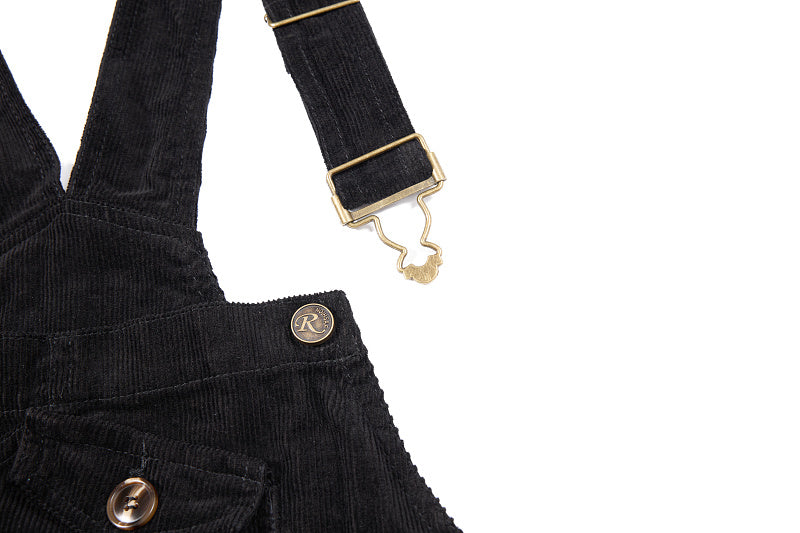 Yiaknis Corduroy Overalls with Adjustable Straps - Army Green, Black