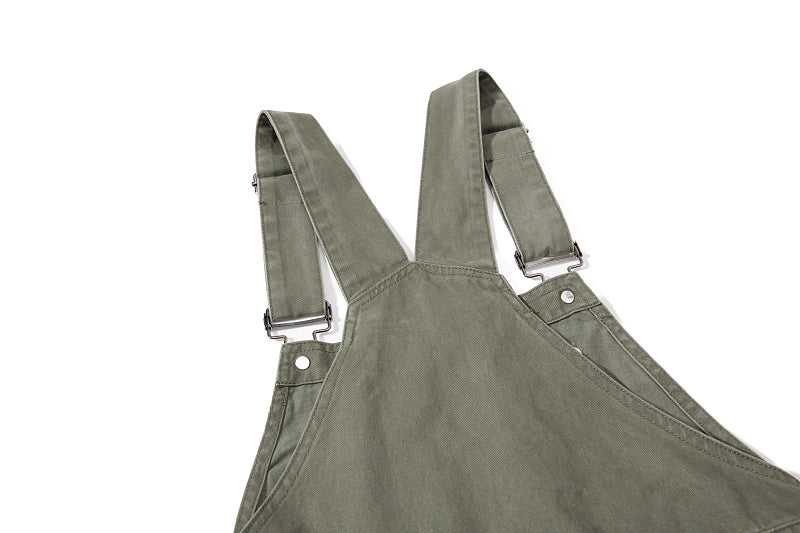 Yiaknis Curved-Leg Overalls with Button Sides - Beige, Army Green