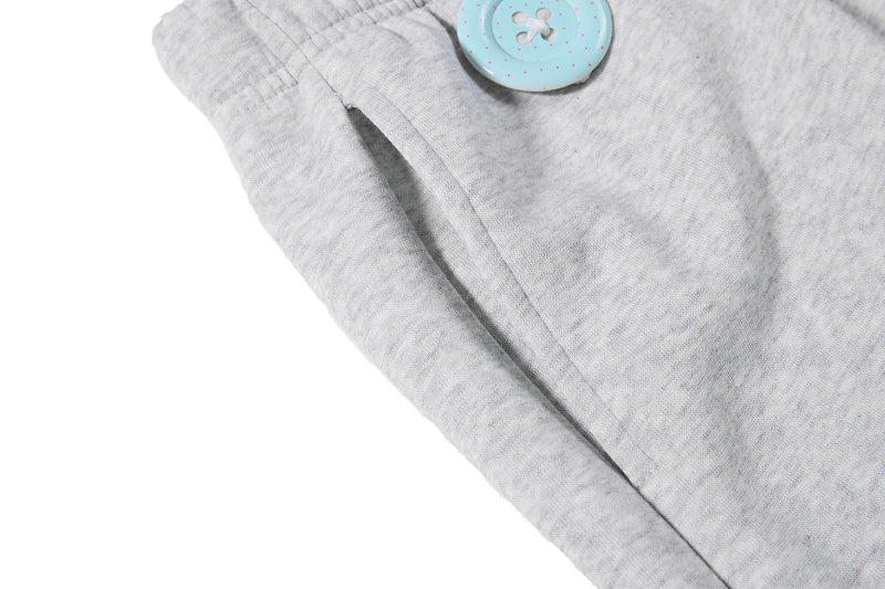 Yiaknis Wide-Leg Sweatpants, Colourful Buttons, Black and Light Grey