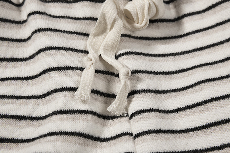 Yiaknis Wide-Leg Striped Sweatpants, Wing Print, Blue and Beige Stripes