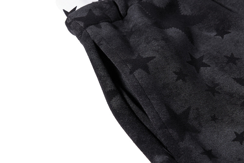 Yiaknis Wide-Leg Star Print Sweatpants, Script Print, Blue and Black