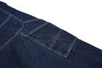 Yiaknis Wide-Leg Denim Overalls, Bib and Cargo Pockets, Dark Blue and Black – photo 31