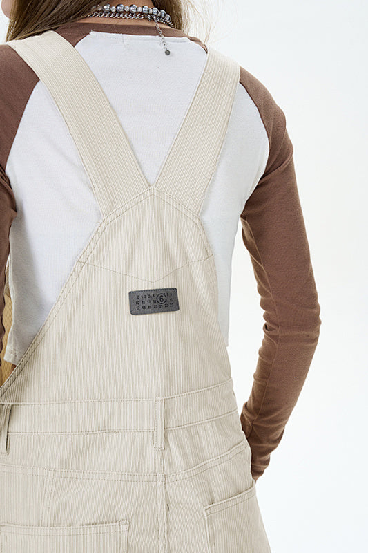 Yiaknis Wide-Leg Overalls with Crossed Back Straps - Dusty Pink, Cream