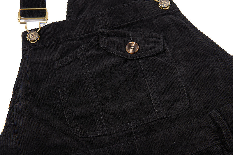 Yiaknis Corduroy Overalls with Adjustable Straps - Army Green, Black