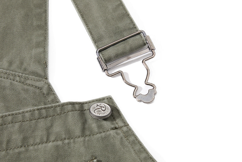 Yiaknis Curved-Leg Overalls with Button Sides - Beige, Army Green