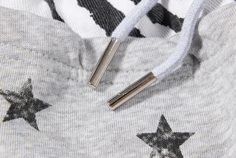 Yiaknis Wide-Leg Sweatpants, Star Print, Black and Light Grey