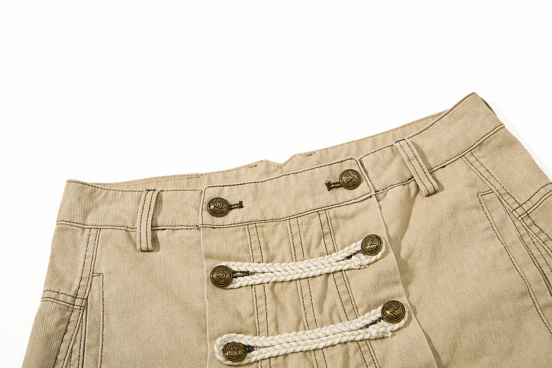 Yiaknis Wide-Leg Trousers with Rope Front Lacing, Black and Beige – photo 32