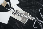 Yiaknis Men's Black and White V-Neck Polo Shirt, Script and Flag Print – photo 32